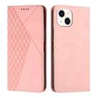 For iPhone 14 Plus Diamond Pattern Splicing Skin Feel Magnetic Phone Case (Rose Gold) - 1