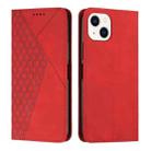 For iPhone 14 Plus Diamond Pattern Splicing Skin Feel Magnetic Phone Case (Red) - 1