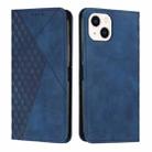 For iPhone 14 Plus Diamond Pattern Splicing Skin Feel Magnetic Phone Case (Blue) - 1