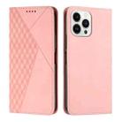 For iPhone 14 Pro Max Diamond Pattern Splicing Skin Feel Magnetic Phone Case (Rose Gold) - 1