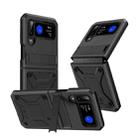 For Samsung Galaxy Z Flip4 Metal Shock-proof Phone Case With Holder(Black) - 1