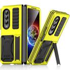 For Samsung Galaxy Z Fold4 Metal Shock-proof Phone Case With Holder(Yellow) - 1