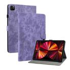 For iPad Pro 12.9 2022 / 2021 / 2020 Tiger Pattern PU Tablet Case with Sleep / Wake-up Function(Purple) - 1