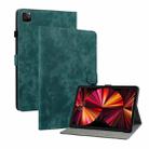 For iPad Pro 12.9 2022 / 2021 / 2020 Tiger Pattern PU Tablet Case with Sleep / Wake-up Function(Dark Green) - 1