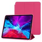 For iPad Pro 12.9 inch (2020/2021) 3-fold Horizontal Flip Smart Leather Tablet Case with Sleep / Wake-up Function & Holder(Rose Red) - 1