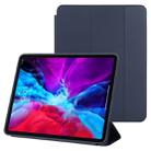 For iPad Pro 12.9 inch (2020/2021) 3-fold Horizontal Flip Smart Leather Tablet Case with Sleep / Wake-up Function & Holder(Dark Blue) - 1