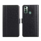 For Tecno Spark 7 Ostrich Texture Flip Leather Phone Case(Black) - 1