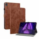 For Lenovo K10 Tiger Pattern PU Tablet Case(Brown) - 1