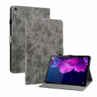 For Lenovo Tab P11/Pad Plus 2011 Tiger Pattern PU Tablet Case(Grey) - 1