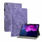 For Lenovo Tab P11/Pad Plus 2011 Tiger Pattern PU Tablet Case(Purple) - 1