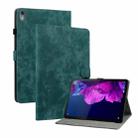 For Lenovo Tab P11/Pad Plus 2011 Tiger Pattern PU Tablet Case(Dark Green) - 1