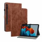 For Samsung Galaxy Tab S7+/Tab S8+ Tiger Pattern Flip Leather Tablet Case(Brown) - 1