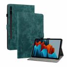 For Samsung Galaxy Tab S7+/Tab S8+/S7 FE Tiger Pattern PU Tablet Case(Dark Green) - 1