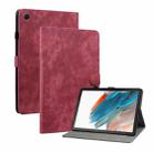 For Samsung Galaxy Tab А8 10.5 Wifi/LTE Tiger Pattern PU Tablet Case With Sleep / Wake-up Function(Red) - 1