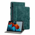 For Samsung Galaxy Tab S9 Tiger Pattern Flip Leather Tablet Case(Dark Green) - 1