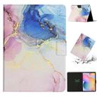 For Samsung Galaxy Tab S6 Lite P610 Marble Pattern Smart Leather Tablet Case(Pink Blue) - 1