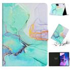 For Lenovo M10 Plus Marble Pattern Smart Leather Tablet Case(Green) - 1