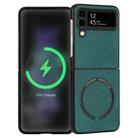 For Samsung Galaxy Z Flip3 5G Lambskin Texture MagSafe Magnetic Phone Case(Dark Green) - 1