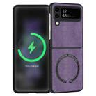 For Samsung Galaxy Z Flip4 Lambskin Texture MagSafe Magnetic Phone Case(Purple) - 1