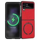 For Samsung Galaxy Z Flip3 5G Carbon Fiber Texture MagSafe Magnetic Phone Case(Red) - 1