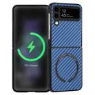 For Samsung Galaxy Z Flip4 Carbon Fiber Texture MagSafe Magnetic Phone Case(Blue) - 1