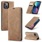 For iPhone 14 CaseMe-013 Multifunctional Retro Frosted Leather Phone Case (Brown) - 1