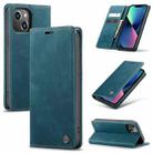 For iPhone 14 CaseMe-013 Multifunctional Retro Frosted Leather Phone Case (Blue) - 1
