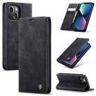 For iPhone 14 Plus CaseMe-013 Multifunctional Retro Frosted Leather Phone Case (Black) - 1