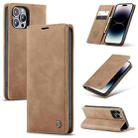 For iPhone 14 Pro CaseMe-013 Multifunctional Retro Frosted Leather Phone Case(Brown) - 1