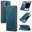 For iPhone 14 Pro CaseMe-013 Multifunctional Retro Frosted Leather Phone Case(Blue) - 1