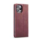 For iPhone 14 Pro Max CaseMe-013 Multifunctional Retro Frosted Leather Phone Case (Wine Red) - 3