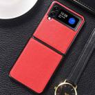 For Samsung Galaxy Z Flip4 5G Genuine Leather Shockproof Protective Phone Case(Red) - 1