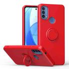 For Motorola Moto E30/E40 Ring Kickstand Silicone Phone Case(Red) - 1