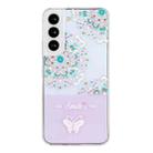 For Samsung Galaxy S21+ 5G Bronzing Butterfly Flower Phone Case(Peacock Flower) - 1