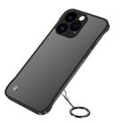 For iPhone 14 Pro Metal Lens Frosted Finger Ring Strap Phone Case(Black) - 1