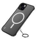 For iPhone 14 Metal Lens Frosted Magsafe Phone Case (Black) - 1