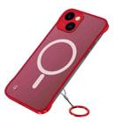 For iPhone 14 Plus Metal Lens Frosted Magsafe Phone Case (Red) - 1