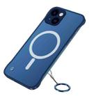 For iPhone 14 Plus Metal Lens Frosted Magsafe Phone Case (Blue) - 1