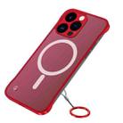 For iPhone 14 Pro Metal Lens Frosted Magsafe Phone Case(Red) - 1