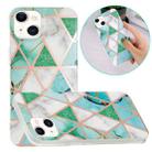 For iPhone 14 Plus Electroplating Soft TPU Phone Case (Green White Rhombus) - 1