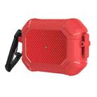 Carbon Brazing Dimension TPU+PC Headphone Protective Cover with Switch Lock & Carabiner For AirPods Pro(Red) - 1