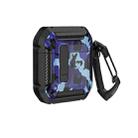 Two-Tone Printed Earphone Case with Switch Lock & Carabiner For AirPods 1/2(Black + Camouflage Blue) - 1