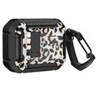 Two-Tone Printed Earphone Case with Switch Lock & Carabiner For AirPods Pro(Leopard Print) - 1