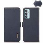 For Samsung Galaxy M13 4G KHAZNEH Side-Magnetic Litchi Genuine Leather RFID Phone Case(Blue) - 1