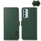 For Samsung Galaxy M13 4G KHAZNEH Side-Magnetic Litchi Genuine Leather RFID Phone Case(Green) - 1