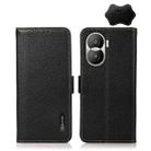 For Honor X40i KHAZNEH Side-Magnetic Litchi Texture Genuine Leather RFID Phone Case(Black) - 1