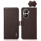 For Honor X40i KHAZNEH Side-Magnetic Litchi Texture Genuine Leather RFID Phone Case(Brown) - 1