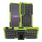 For Sony Xperia 1 IV Tire Texture TPU + PC Phone Case with Holder(Green) - 1