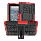 For Amazon Kindle Fire 7 2022 Tire Texture TPU + PC Tablet Case with Holder(Red) - 1