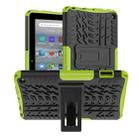 For Amazon Kindle Fire 7 2022 Tire Texture TPU + PC Tablet Case with Holder(Green) - 1